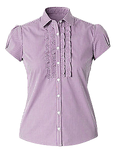 NNT Womens Discontinued Gingham Cap SLV Frill Shirt Collared Shirt CAT9W3- Bannav S Bannav LLC 