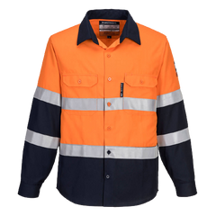 Portwest Mens Prime Mover Hi-Vis Work Shirt Long Sleeve Closed Front Taped FR04- Bannav S Bannav LLC 