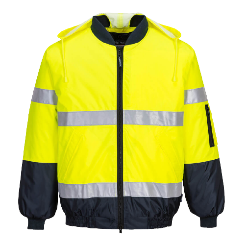 Portwest Hi-Vis Bomber Jacket with Tape 2 Tone Reflective Work Safety MJ504- Bannav S Bannav LLC 