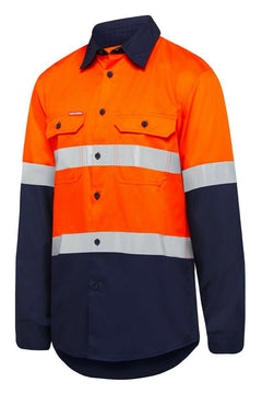 Hard Yakka Safety Hi-Vis Vented Cotton Taped Work Long Sleeve Shirt Y07940- Bannav S Bannav LLC 