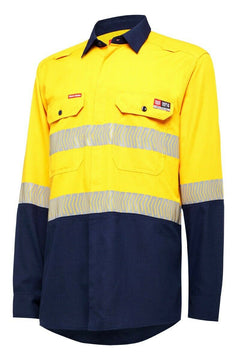 Mens Hard Yakka Fire Resistant ShieldTec Lenzing Hi-Vis Safety Work Shirt Y04370- Bannav S Bannav LLC 