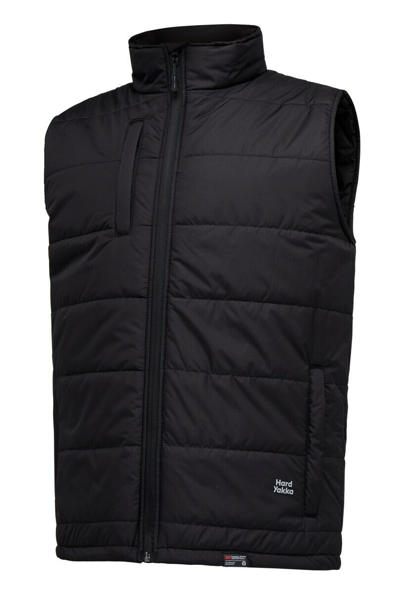 Hard Yakka Mens Puffa 2.0 Vest Water Repellent Insulated High Collar Warm Y21418- Bannav S Bannav LLC 
