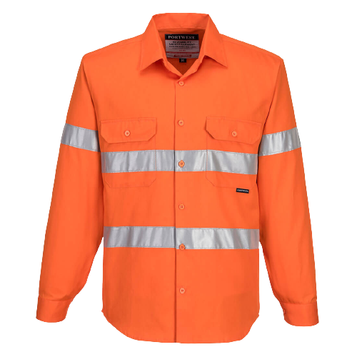 Portwest Hi-Vis Regular Weight Long Sleeve Shirt Tape Reflective Safety MA191- Bannav S Bannav LLC 