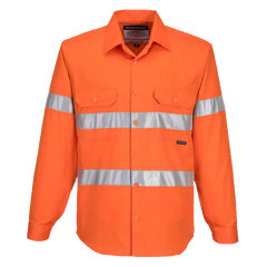 Portwest Hi-Vis Regular Weight Long Sleeve Shirt Tape Reflective Safety MA191- Bannav S Bannav LLC 