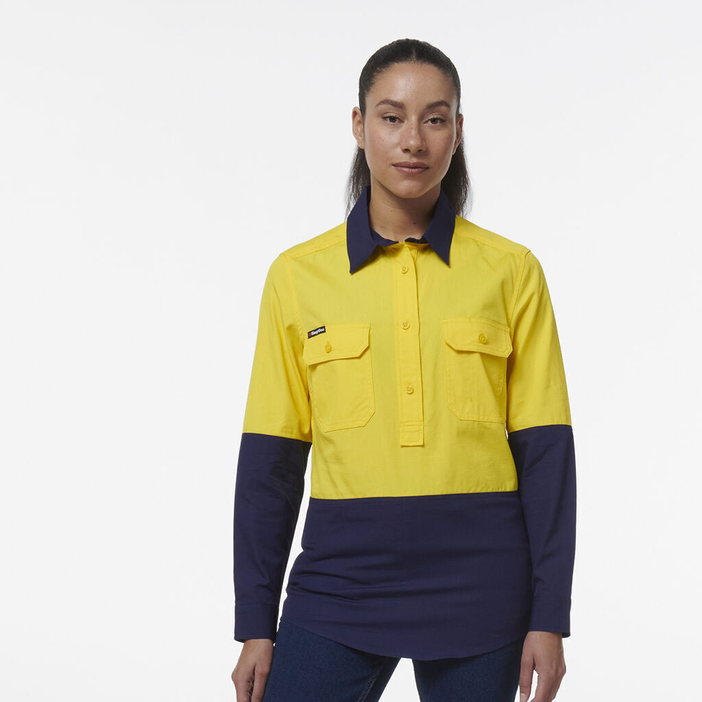 KingGee Womens Workcool Vented Closed Front Spliced Two Toned Shirt K44211- Bannav S Bannav LLC 