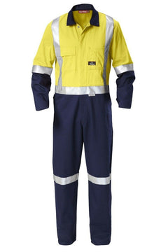 Mens Hard Yakka Hi-Vis Taped Cotton Safety Coverall Overalls Workwear Y00262- Bannav S Bannav LLC 