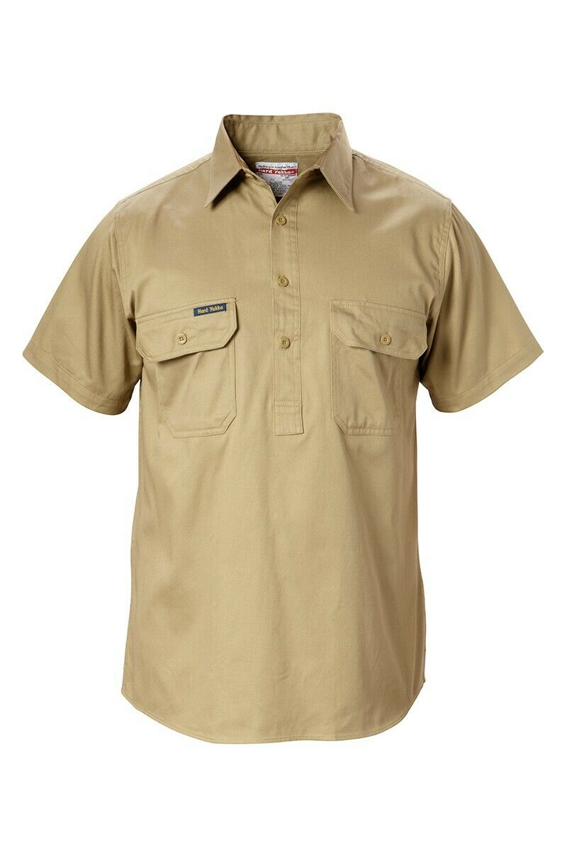 Hard Yakka Short Sleeve Closed Front Cotton Shirt Y07540- Bannav S Bannav LLC 