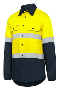 Hard Yakka Safety Hi-Vis Vented Cotton Taped Work Long Sleeve Shirt Y07940- Bannav S Bannav LLC 