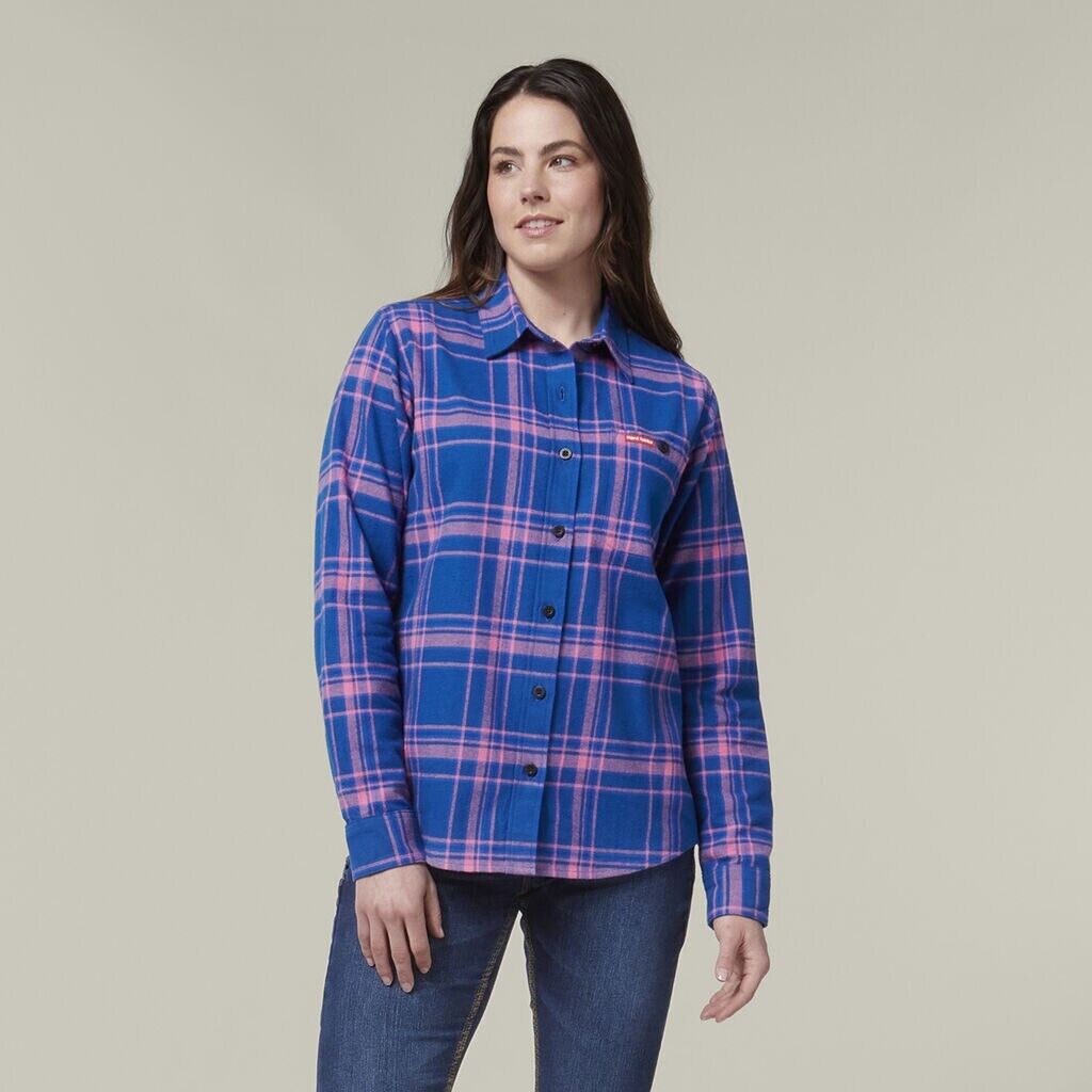 HARD YAKKA Women's Fit Check Flannie Shirt Relaxed Fit Smart Stylish Y08744- Bannav S Bannav LLC 
