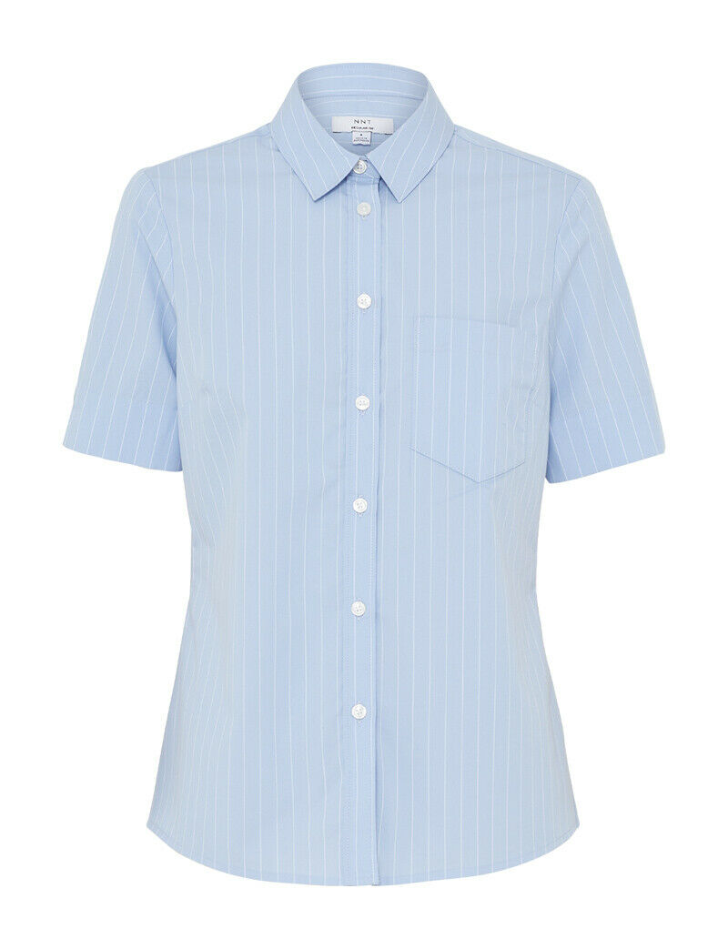 NNT Womens Avignon Pintripe Short Sleeve Slim Casual Shirt  Business CATUK6- Bannav S Bannav LLC 