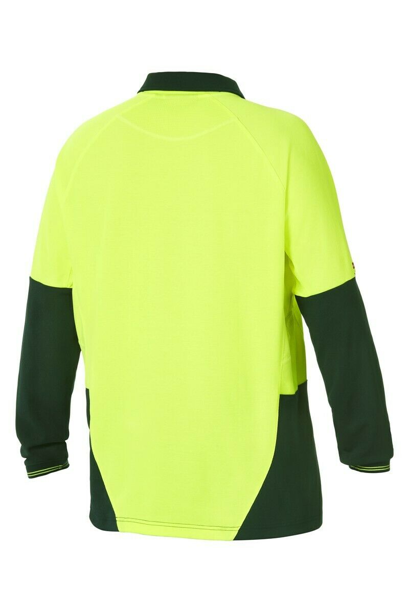 Hard Yakka Koolgear Hi-Vis Summer Long Sleeve Vent Polo Shirt Work Y11389- Bannav S Bannav LLC 