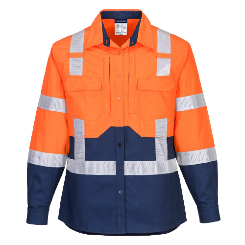 Portwest Ladies Hi-Vis Stretch Long Sleeve Shirt 2 Tone Reflective Safety LS502- Bannav S Bannav LLC 