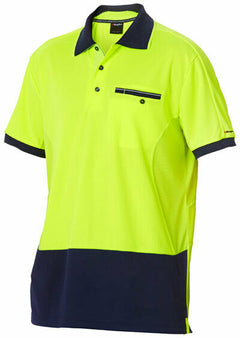 KingGee Men Workcool Hi-Vis Polo Short Sleeve Hyperfreeze Shirt Top Work K54845- Bannav S Bannav LLC 