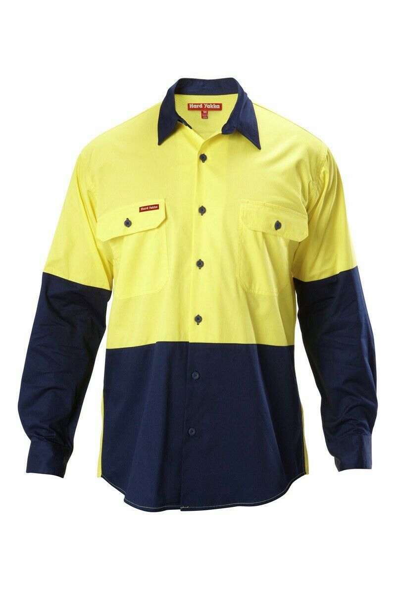 Hard Yakka Koolgear Hi-Vis Long Sleeve Work Shirt Vented Lightweight Y07558- Bannav S Bannav LLC 