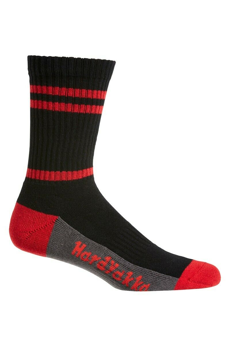 Hard Yakka Cotton Crew Work Socks 5 Pack Logo Athletic Padded Black Y20035- Bannav S Bannav LLC 
