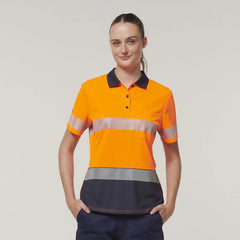 Hard Yakka Womens Short Sleeve HI Vis Reflective Taped Polo Y08602- Bannav S Bannav LLC 