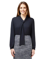 NNT Womens Formal Long Sleeve Tie Neck Blouse Soft Georgette Business CATUG4- Bannav S Bannav LLC 