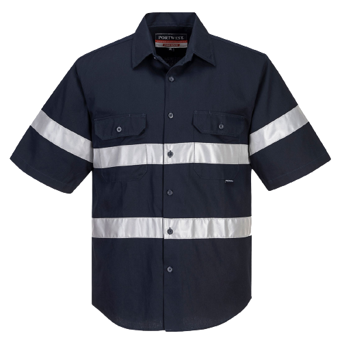 Portwest Geelong Shirt, Short Sleeve, Regular Weight Reflective Work MA909- Bannav S Bannav LLC 
