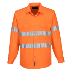 Portwest Hi-Vis Lightweight Long Sleeve Shirt with Tape Reflective Safety MA301- Bannav S Bannav LLC 