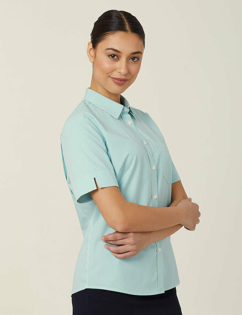 NNT Womens Avignon Stripe Short Sleeve Slim Casual Shirt Regular Business CATUK5- Bannav S Bannav LLC 