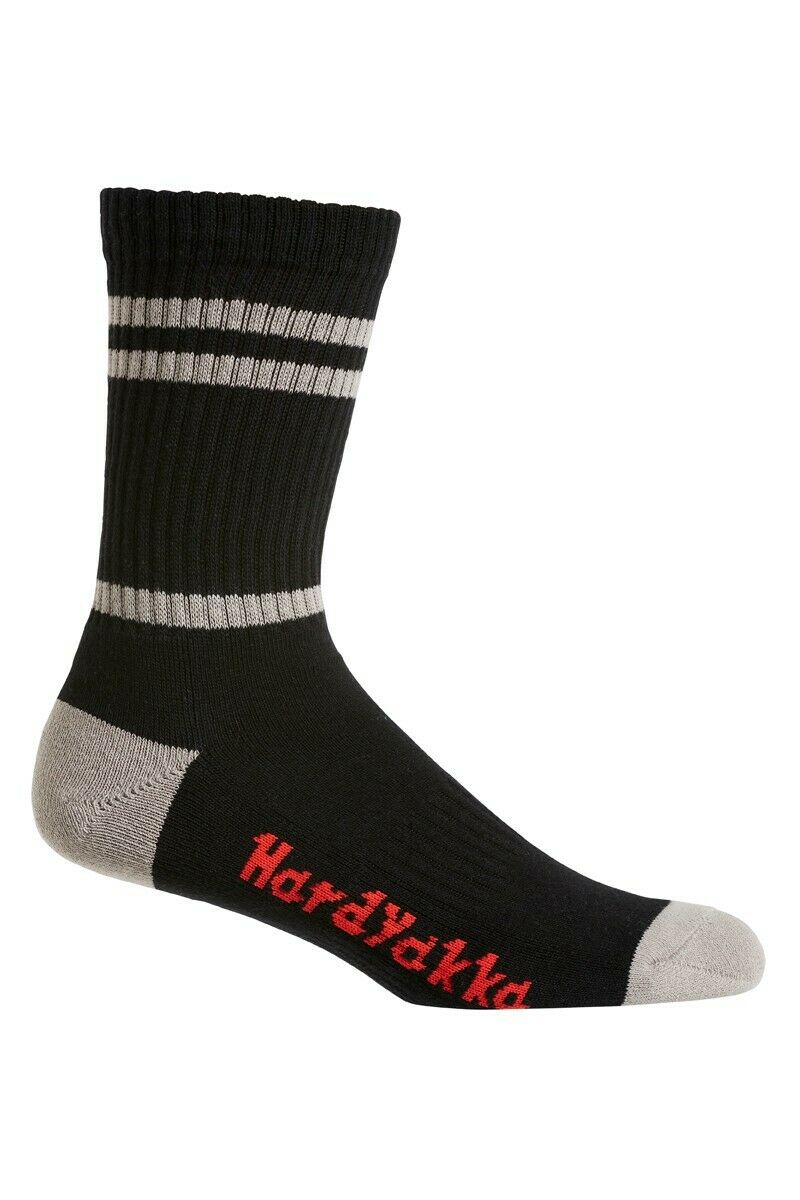 Hard Yakka Cotton Crew Work Socks 5 Pack Logo Athletic Padded Black Y20035- Bannav S Bannav LLC 