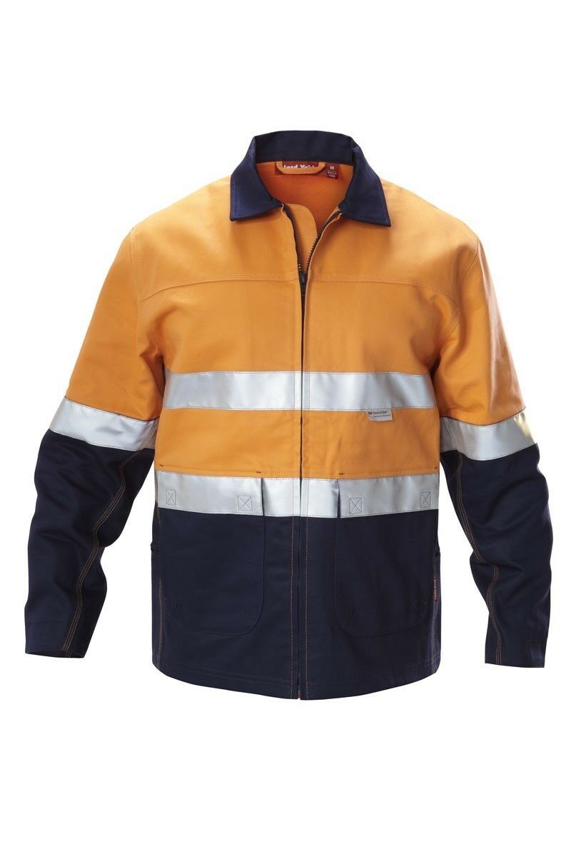 Hard Yakka Hi-Vis Tradie Cotton Work Jacket Tough Taped Comfy Warm Y06545- Bannav S Bannav LLC 