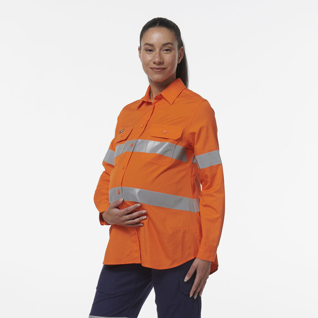 KingGee Womens Safety Workcool Maternity Reflective Two Toned Shirt K44235- Bannav S Bannav LLC 