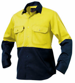 KingGee Mens Spliced Drill Shirt Lock Stitch Reinforced Work Safety Comfy K54015- Bannav S Bannav LLC 