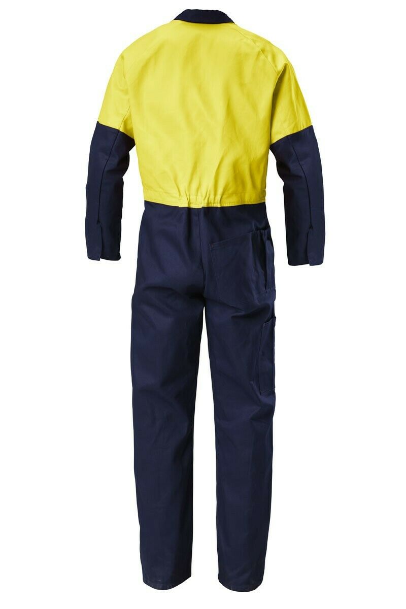 Hard Yakka Hi-Vis 2 Tone Work Phone Cotton Drill Coverall Overalls Y00270- Bannav S Bannav LLC 