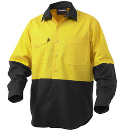 KingGee Mens Workcool 2 Hi-Vis Shirt Long Sleeve Button Up Work Workwear K54870- Bannav S Bannav LLC 