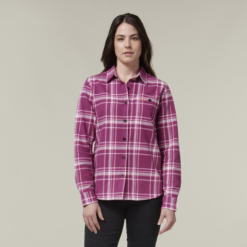 HARD YAKKA Women's Fit Check Flannie Shirt Relaxed Fit Smart Stylish Y08744- Bannav S Bannav LLC 