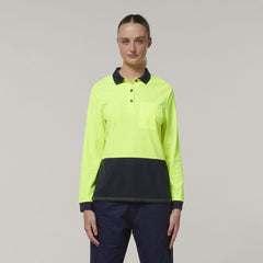 Hard Yakka Womens Safety Work Long Sleeve HI VIS Polo Y08603- Bannav S Bannav LLC 