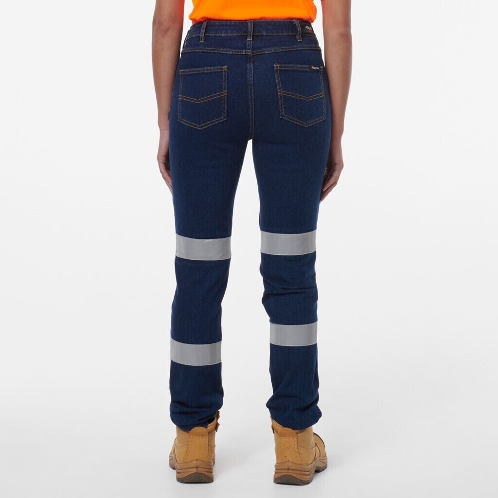 KINGGEE Womens Stretch Straight Workwear Denim Wide Leg 5 Pocket Jeans K43019- Bannav S Bannav LLC 