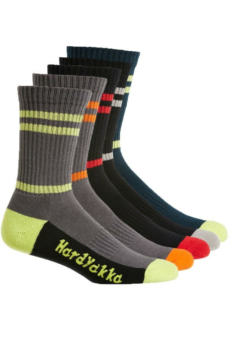 Hard Yakka Cotton Crew Work Socks 5 Pack Logo Athletic Padded Black Y20035- Bannav S Bannav LLC 