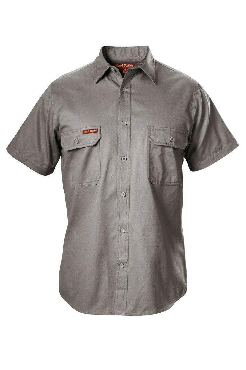 Hard Yakka Cotton Drill Work Shirt Button Short Sleeve Workwear Top Y07510- Bannav S Bannav LLC 