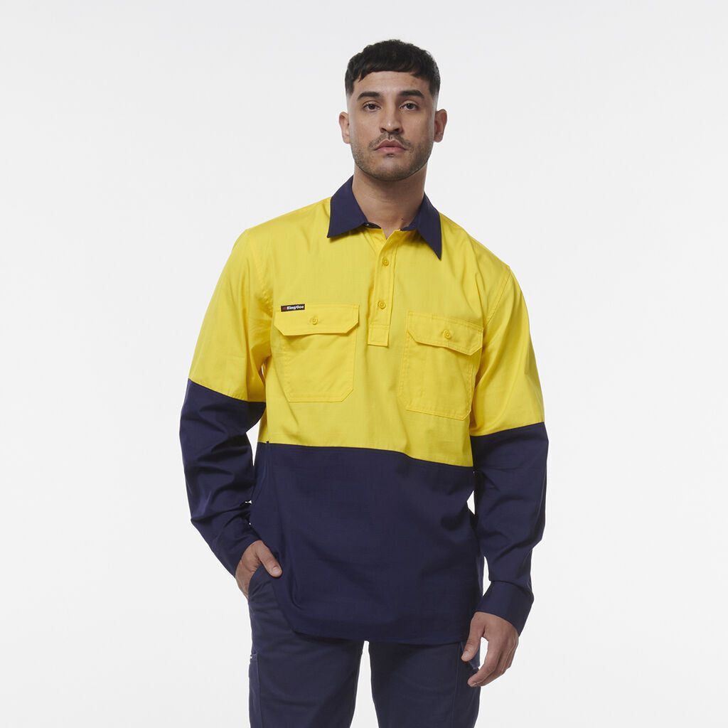 KingGee Mens Workcool Vented Closed Front Spliced Shirt K54011- Bannav S Bannav LLC 