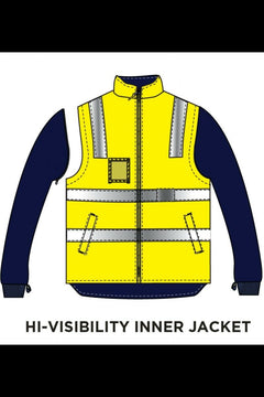 Mens Hard Yakka Foundations Hi-Vis Six 6 Way Jacket Reflective Tape Work Y06556- Bannav S Bannav LLC 