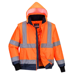 Portwest Hi-Vis Essential 2-in-1 Bomber Jacket with tape Reflective Safety MJ464- Bannav S Bannav LLC 