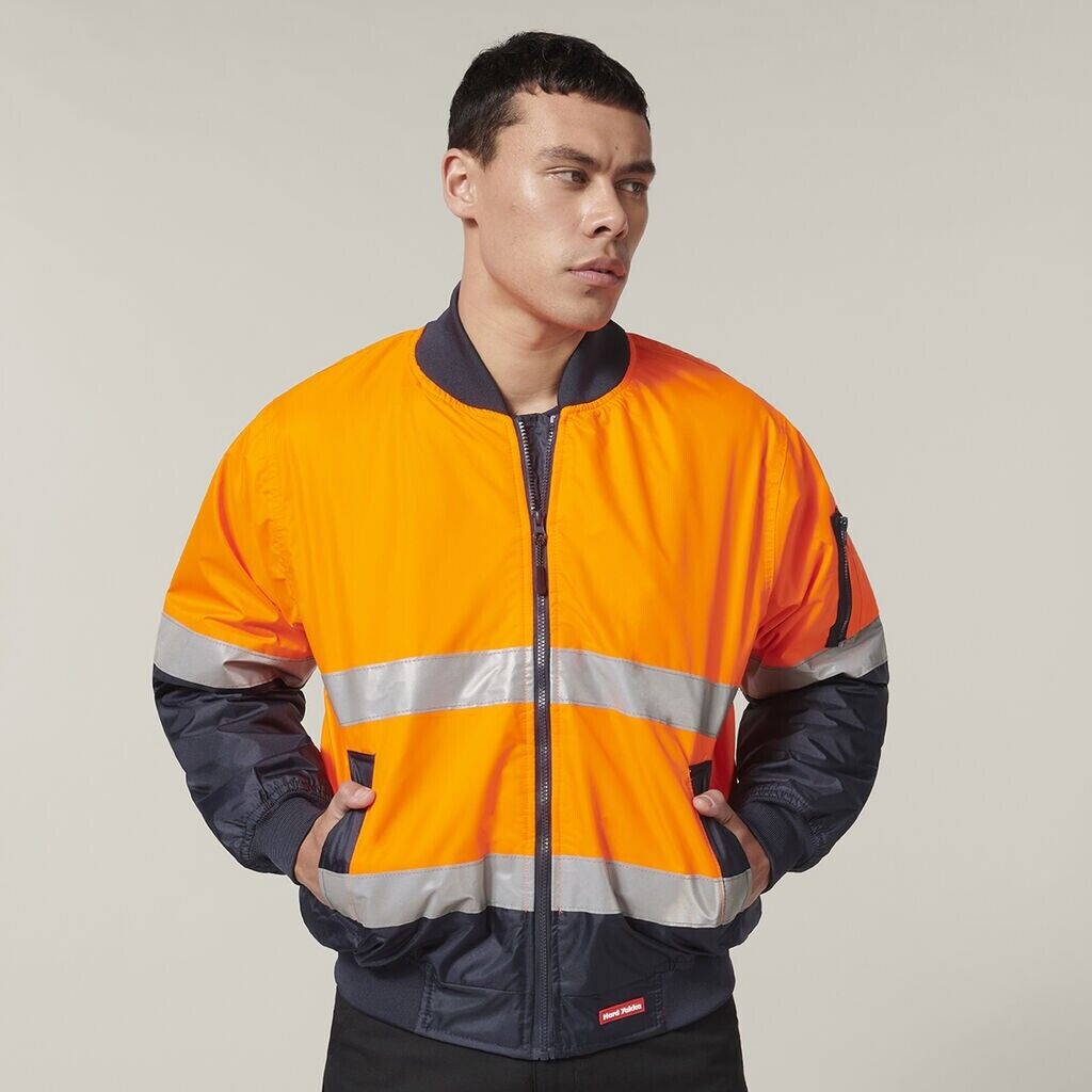 Hard Yakka Mens 4 Pack Core Hi Vis 2 Tone Taped Waterproof Bomber Jacket Y06675- Bannav S Bannav LLC 
