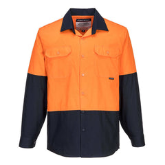 Portwest Mens Prime Mover Hi-Vis Lightweight Long Sleeve Shirt Cotton Work MS801- Bannav S Bannav LLC 