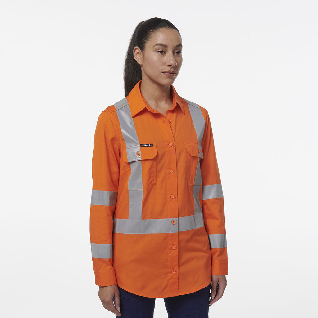 KingGee Womens Safety Workcool Vented X Back Reflective Breathable Shirt K44233- Bannav S Bannav LLC 