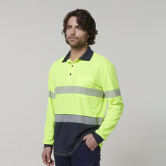 Hard Yakka Mens Safety Work Long Sleeve HI VIS Taped Polo Y19619- Bannav S Bannav LLC 