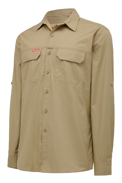 Hard Yakka Mens Flex Ripstop Shirt Long Sleeve Sunglass Loop Work Wear Y04305- Bannav S Bannav LLC 