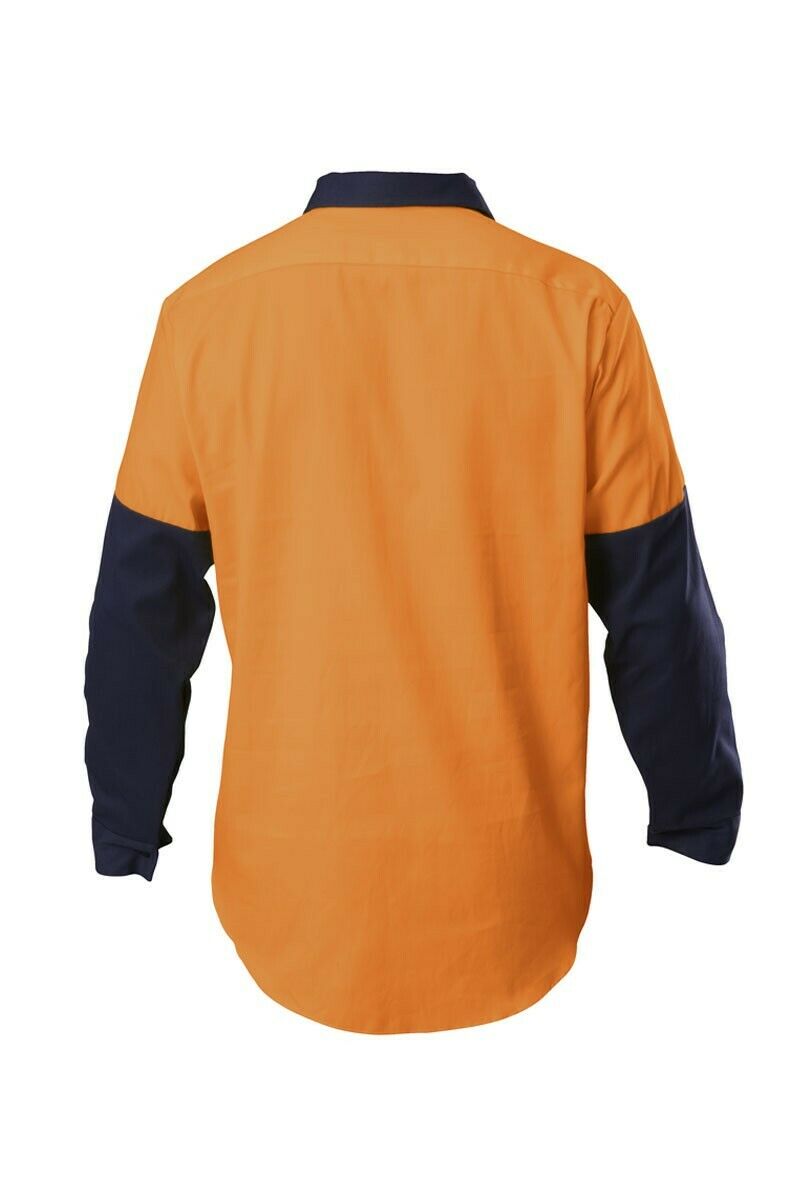 Hard Yakka Shirt Hi-Vis Closed Gusset Long Sleeve Work Safety Cotton Y07984- Bannav S Bannav LLC 