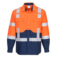 Portwest Hi-Vis Stretch Long Sleeve Shirt Reflective Tape Work Safety MS103- Bannav S Bannav LLC 