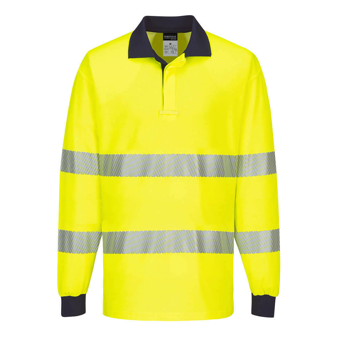 Portwest Mens Long Sleeve PW3 Hi-Vis Polo Shirt  Reflective Safety Workwear T186- Bannav S Bannav LLC 