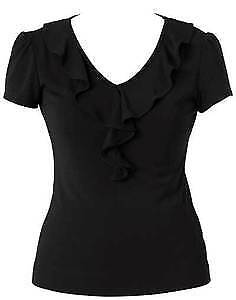 NNT Womens Cap Sleeve Ruffle Neck T- Top V Neck Cap Sleeves Shirt CAT48H- Bannav S Bannav LLC 