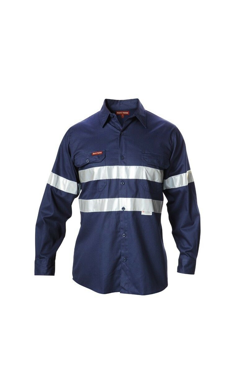 Hard Yakka Foundations Long Sleeve Taped Cotton Drill Work Shirt Y07227- Bannav S Bannav LLC 