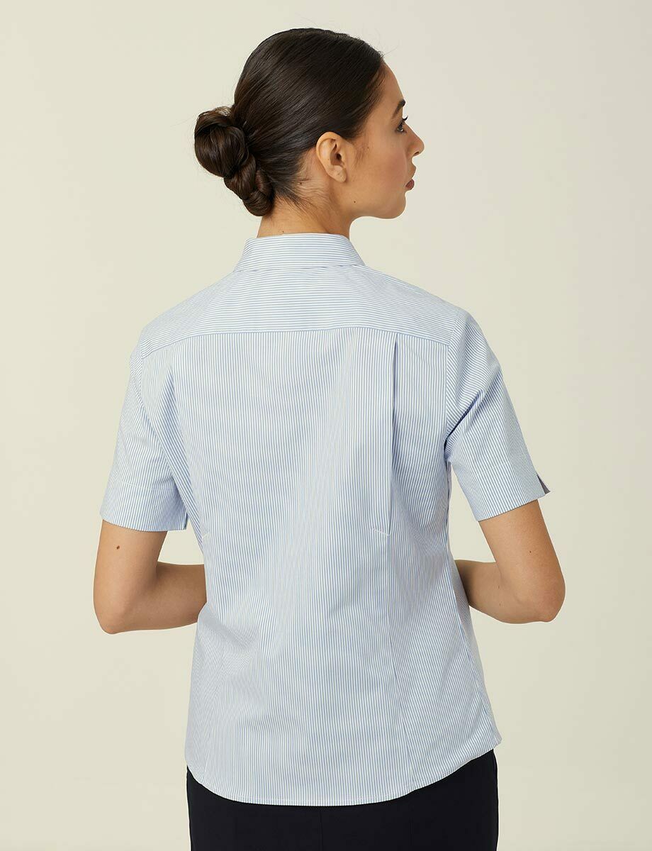 NNT Womens Avignon Stripe Short Sleeve Slim Casual Shirt Regular Business CATUK5- Bannav S Bannav LLC 