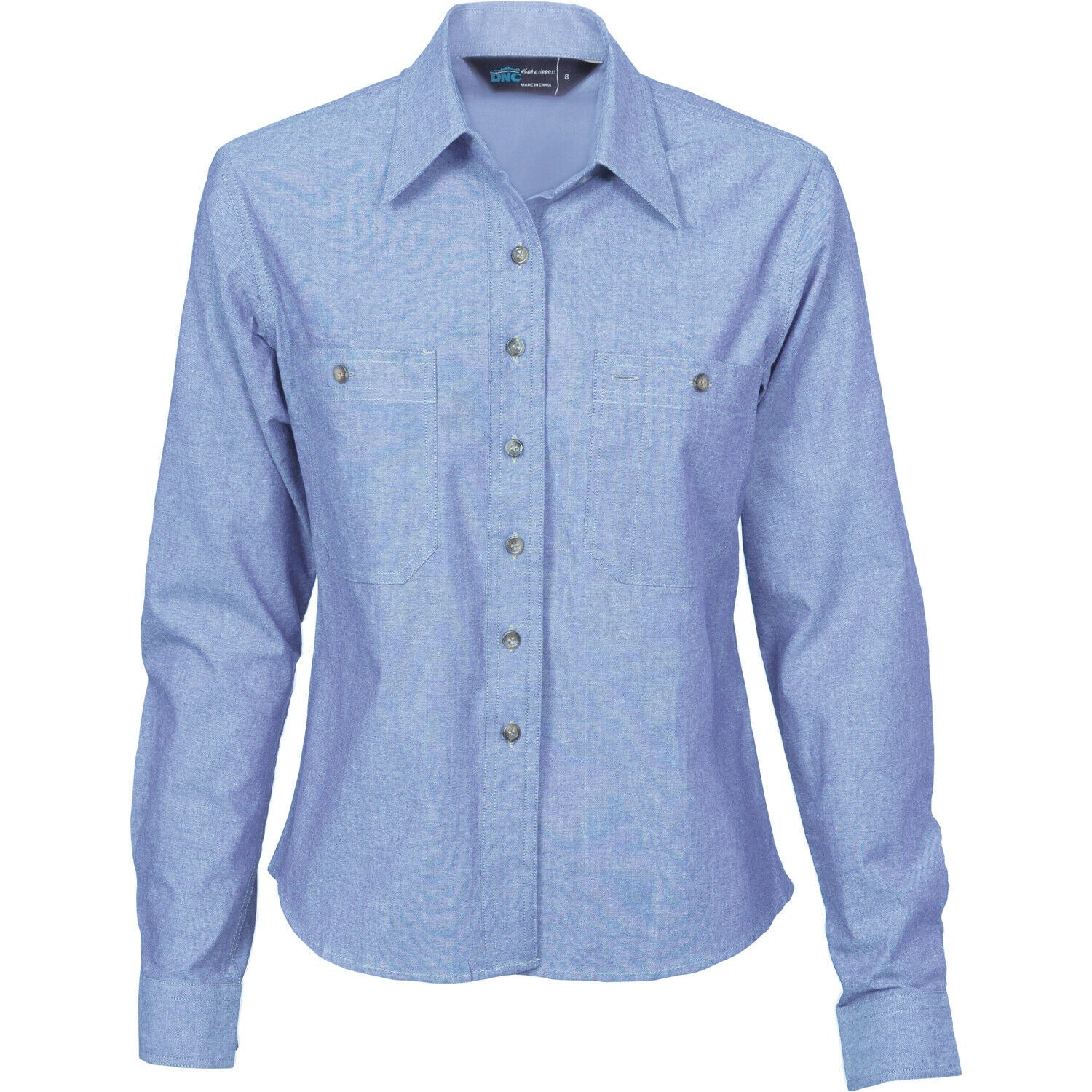 DNC Workwear Womens Ladies Cotton Chambray Shirt Long Sleeve Casual 4106- Bannav S Bannav LLC 